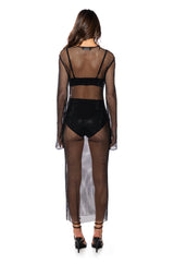 STAR OF THE NIGHT MESH LONGSLEEVE MAXI DRESS IN BLACK