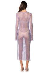STAR OF THE NIGHT MESH LONGSLEEVE MAXI DRESS IN PURPLE