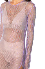 STAR OF THE NIGHT MESH LONGSLEEVE MAXI DRESS IN PURPLE