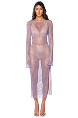 STAR OF THE NIGHT MESH LONGSLEEVE MAXI DRESS IN PURPLE