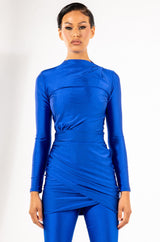 BELIEVE ME LONG SLEEVE MOCK NECK RUCHED MINI DRESS