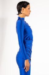 BELIEVE ME LONG SLEEVE MOCK NECK RUCHED MINI DRESS