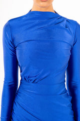 BELIEVE ME LONG SLEEVE MOCK NECK RUCHED MINI DRESS