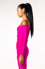 TIME TO SHINE LONG SLEEVE RUCHED MESH MINI DRESS