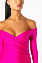 TIME TO SHINE LONG SLEEVE RUCHED MESH MINI DRESS