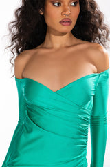 LONG SLEEVE RUCHED MESH MINI DRESS