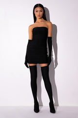 KENNY STRAPLESS MINI DRESS WITH LONG GLOVES