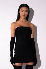 KENNY STRAPLESS MINI DRESS WITH LONG GLOVES