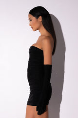 KENNY STRAPLESS MINI DRESS WITH LONG GLOVES