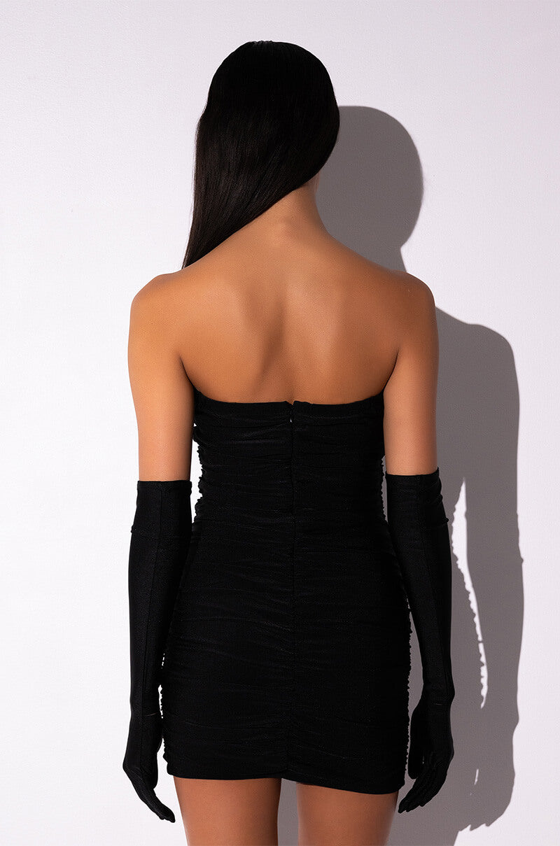 KENNY STRAPLESS MINI DRESS WITH LONG GLOVES