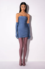 KENNY STRAPLESS MINI DRESS WITH LONG GLOVES