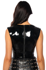 STAR STRUCK PU SHORT SLEEVE BODYSUIT