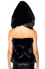 STARSTRUCK TIE FRONT FUR TOP IN BLACK