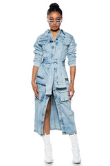 STARTING NEW DENIM MIDI DRESS