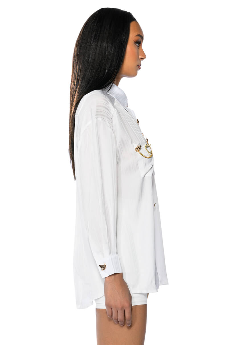 STAY FLY OVERSIZED BUTTON DOWN BLOUSE