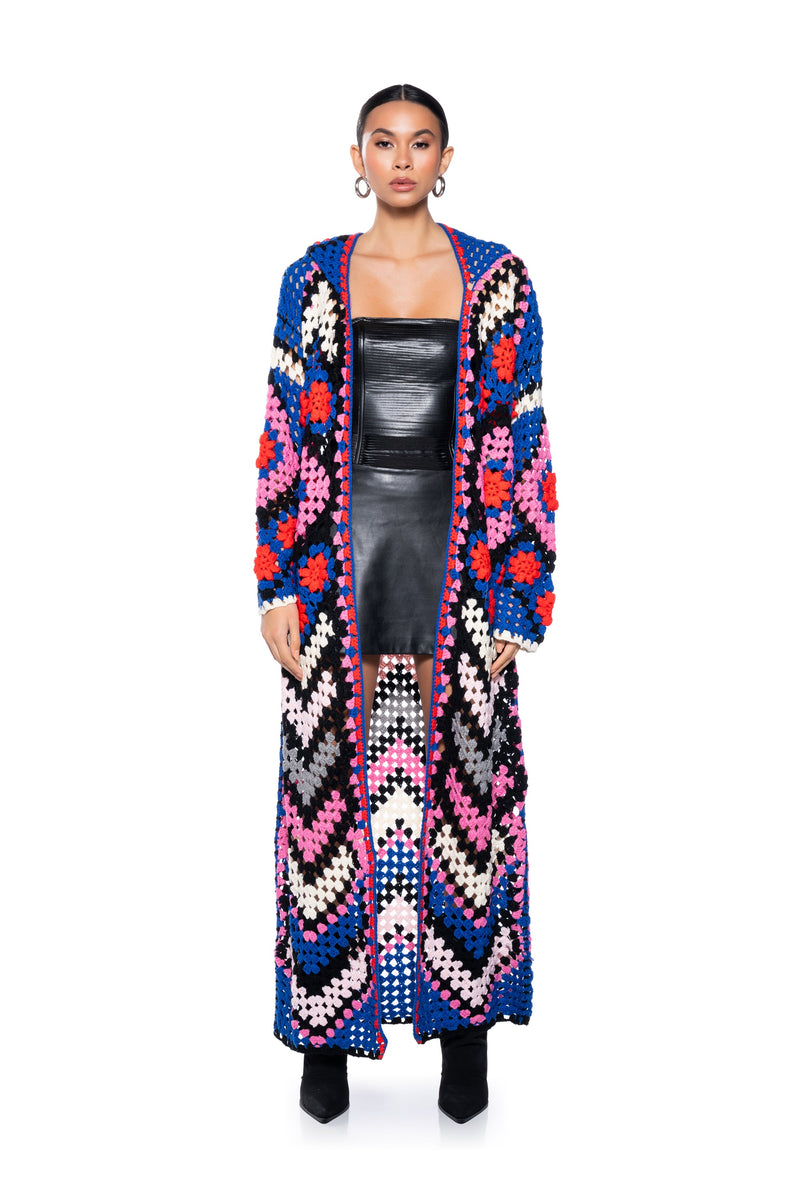 STAY READY LONG SLEEVE CROCHET CARDIGAN