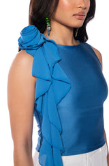 ARIANA FLOUNCED SLEEVELESS TOP