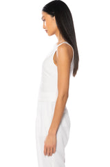 ARIANA FLOUNCED SLEEVELESS TOP