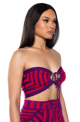 STELLA MAGENTA TIE FRONT BANDEAU TOP