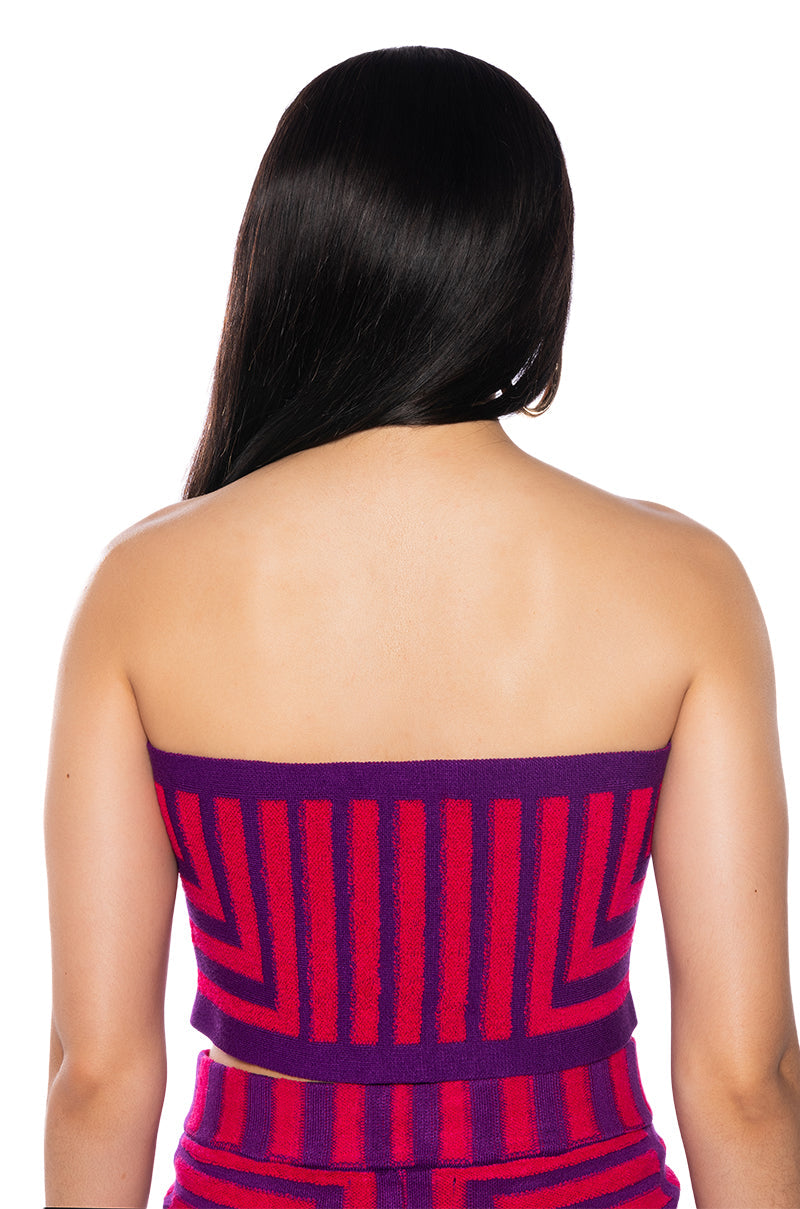 STELLA MAGENTA TIE FRONT BANDEAU TOP