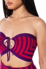 STELLA MAGENTA TIE FRONT BANDEAU TOP