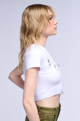STELLA ZIPPER DETAIL T SHIRT IN WHITE