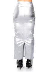 KEHLANI METALLIC MAXI SKIRT