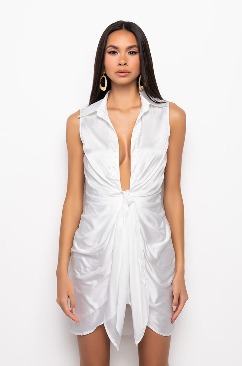 STEP IT UP LOW V MINI DRESS