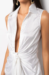 STEP IT UP LOW V MINI DRESS