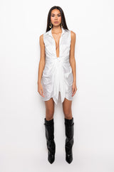 STEP IT UP LOW V MINI DRESS