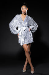 STEP UP TIE FRONT SEQUIN MINI DRESS