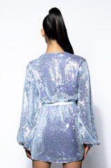 STEP UP TIE FRONT SEQUIN MINI DRESS