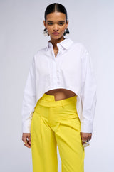 STEPHANIE HIGH LOW POPLIN BUTTON DOWN SHIRT