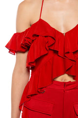 STEVIE RUFFLED HALTER NECK MAXI BLOUSE