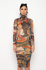 STICK TO THE SCRIPT MIDI MESH DRESS WITH OPEN BACK