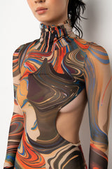 STICK TO THE SCRIPT MIDI MESH DRESS WITH OPEN BACK
