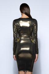 STOLEN KISS METALLIC MINI DRESS