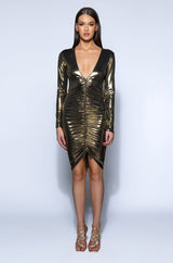 STOLEN KISS METALLIC MINI DRESS