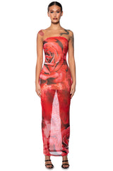 STOP AND SMELL THE ROSES MESH MAXI DRESS