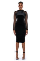 STOP AND STARE MESH DETAIL MIDI DRESS