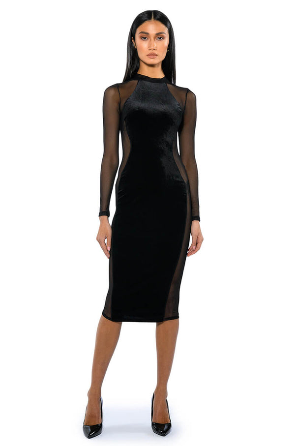 STOP AND STARE MESH DETAIL MIDI DRESS