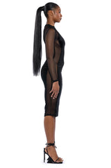STOP AND STARE MESH DETAIL MIDI DRESS