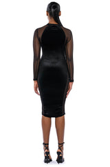 STOP AND STARE MESH DETAIL MIDI DRESS