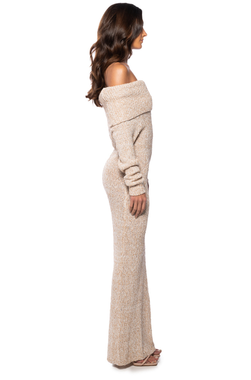 STORM OFF THE SHOULDER MAXI SWEATER DRESS