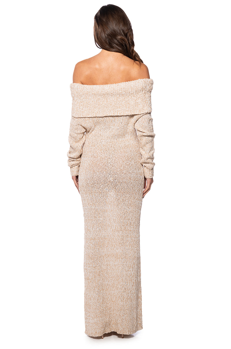 STORM OFF THE SHOULDER MAXI SWEATER DRESS