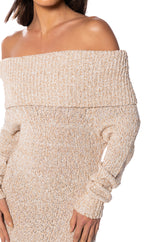 STORM OFF THE SHOULDER MAXI SWEATER DRESS