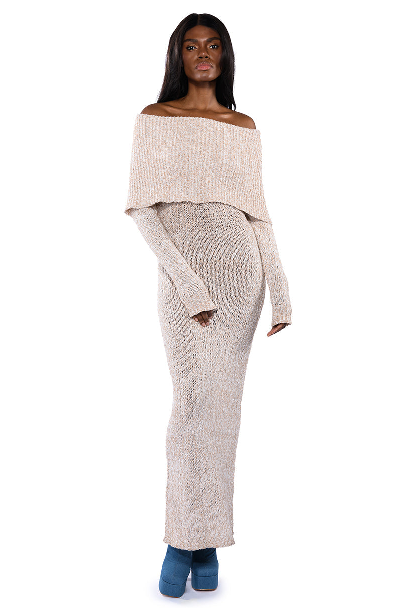 STORM OFF THE SHOULDER MAXI SWEATER DRESS