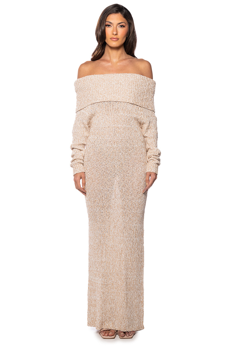STORM OFF THE SHOULDER MAXI SWEATER DRESS