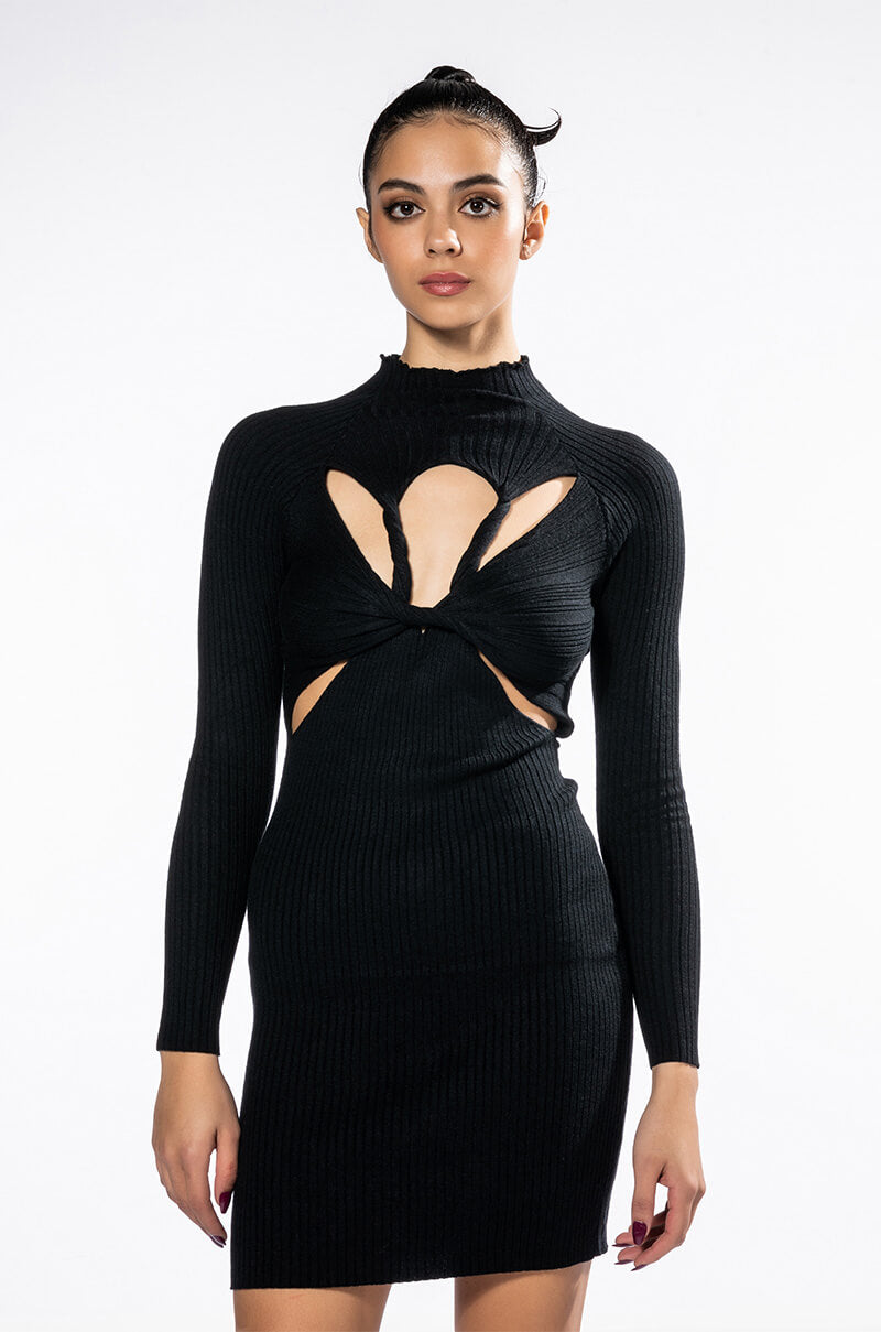 STORYTELLER TWIST FRONT DETAIL MINI DRESS