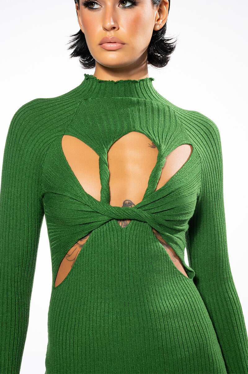 STORYTELLER TWIST FRONT DETAIL MINI DRESS
